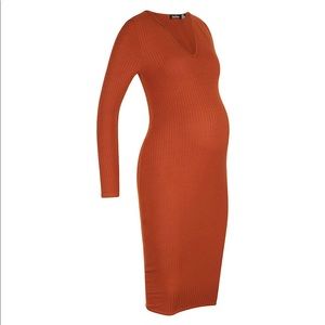Booboo Maternity Long sleeve notch midi dress